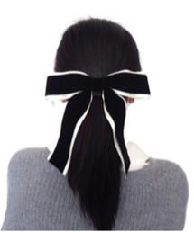 mimis（ミイーミイーズ）の「ベルベットコンビリボンバレッタ（バレッタ/ヘアクリップ）」