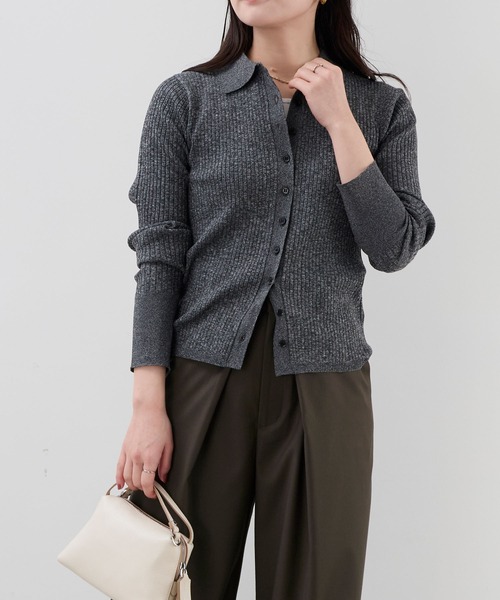 美品✨24モデル セオリー ポロニットカーディガン メリノキャメロン