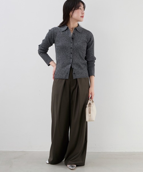 MICA&DEAL（マイカ＆ディール）の「ポロニットカーディガン（ニット/セーター・レディース・ブラック/ベージュ/マスタード・FREE）」の4枚目の写真