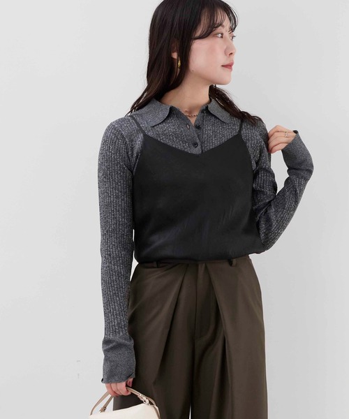 MICA&DEAL（マイカ＆ディール）の「ポロニットカーディガン（ニット/セーター・レディース・ブラック/ベージュ/マスタード・FREE）」の9枚目の写真