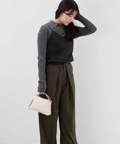 MICA&DEAL（マイカ＆ディール）の「ポロニットカーディガン（ニット/セーター・レディース・ブラック/ベージュ/マスタード・FREE）」の10枚目の写真