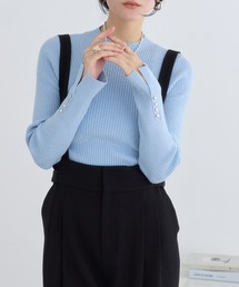 VIS | スリーブ釦アクセントリブニット/WEB限定FSサイズ・静電気防止(ニット/セーター)