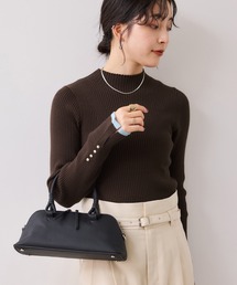 VIS | スリーブ釦アクセントリブニット/WEB限定FSサイズ・静電気防止(ニット/セーター)