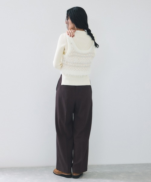 VIS（ビス）の「【美得】スリーブ釦アクセントリブニット/WEB限定FSサイズ・静電気防止（ニット/セーター・レディース・グレー/オフホワイト/ブラック/ホワイト系その他5/サックスブルー/レッド/キナリ/ブラウン系その他2・FS/FREE）」の21枚目の写真