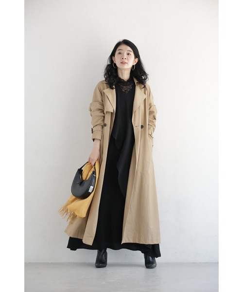 cawaii(カワイイ)の「(黒)アシンメトリーな重なるフレアデザインロングワンピース(コサージュベルト付き)(ワンピース・レディース・ブラック・FREE)」の4枚目の写真