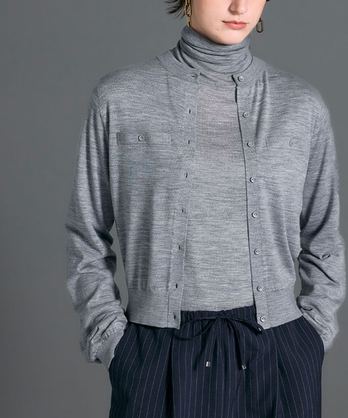 N.O.R.C（ノーク）の「メリノウールシアーニットカーディガン（カーディガン/ボレロ・レディース・ブラック/グレー/オフホワイト・フリー）」の3枚目の写真