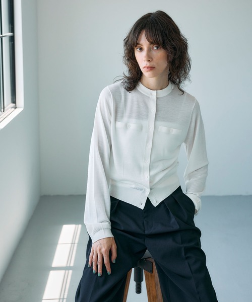 N.O.R.C（ノーク）の「メリノウールシアーニットカーディガン（カーディガン/ボレロ・レディース・ブラック/グレー/オフホワイト・フリー）」の18枚目の写真