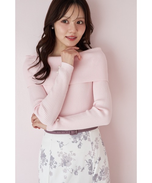 tocco closet(トッコ クローゼット)の「【ZOZO限定】袖口パールオフショルラメニットトップス(ニット/セーター・レディース・アイボリー/ブラック/ピンク/ピンクベージュ/シルバー・M)」の4枚目の写真
