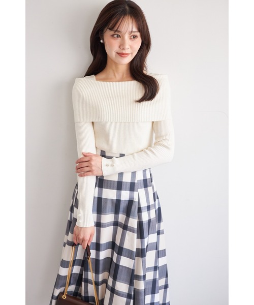 tocco closet(トッコ クローゼット)の「【ZOZO限定】袖口パールオフショルラメニットトップス(ニット/セーター・レディース・アイボリー/ブラック/ピンク/ピンクベージュ/シルバー・M)」の8枚目の写真