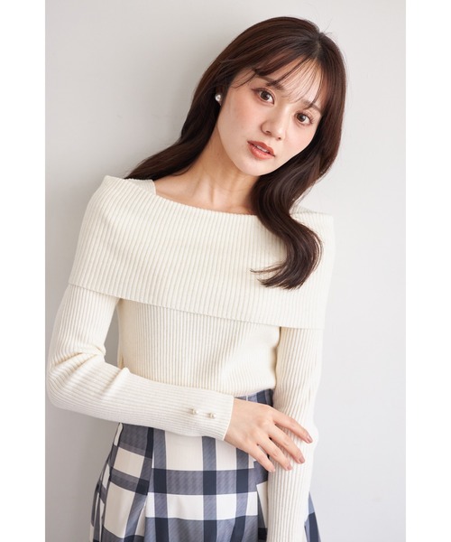 tocco closet(トッコ クローゼット)の「【ZOZO限定】袖口パールオフショルラメニットトップス(ニット/セーター・レディース・アイボリー/ブラック/ピンク/ピンクベージュ/シルバー・M)」の10枚目の写真