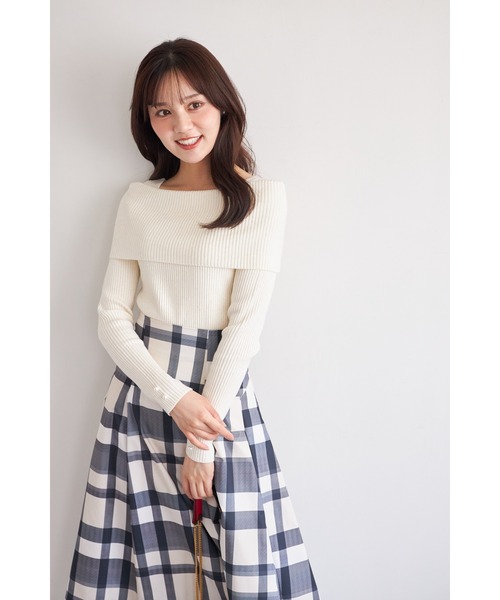 tocco closet(トッコ クローゼット)の「【ZOZO限定】袖口パールオフショルラメニットトップス(ニット/セーター・レディース・アイボリー/ブラック/ピンク/ピンクベージュ/シルバー・M)」の9枚目の写真