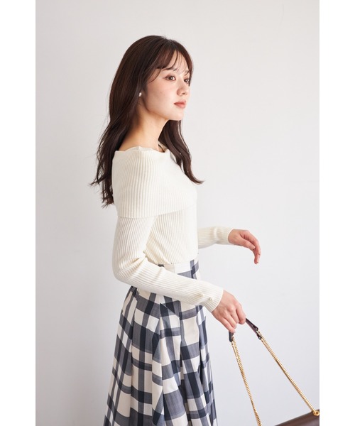 tocco closet(トッコ クローゼット)の「【ZOZO限定】袖口パールオフショルラメニットトップス(ニット/セーター・レディース・アイボリー/ブラック/ピンク/ピンクベージュ/シルバー・M)」の12枚目の写真