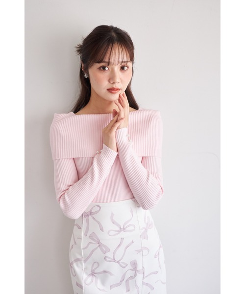 tocco closet(トッコ クローゼット)の「【ZOZO限定】袖口パールオフショルラメニットトップス(ニット/セーター・レディース・アイボリー/ブラック/ピンク/ピンクベージュ/シルバー・M)」の18枚目の写真