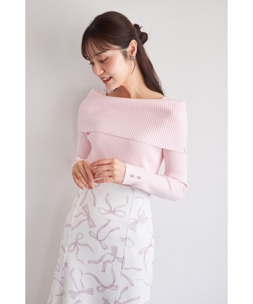 tocco closet(トッコ クローゼット)の「【ZOZO限定】袖口パールオフショルラメニットトップス(ニット/セーター・レディース・アイボリー/ブラック/ピンク/ピンクベージュ/シルバー・M)」の21枚目の写真