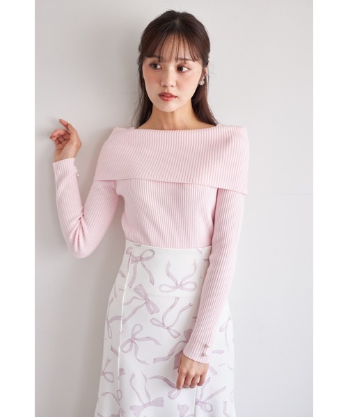 tocco closet(トッコ クローゼット)の「【ZOZO限定】袖口パールオフショルラメニットトップス(ニット/セーター・レディース・アイボリー/ブラック/ピンク/ピンクベージュ/シルバー・M)」の17枚目の写真