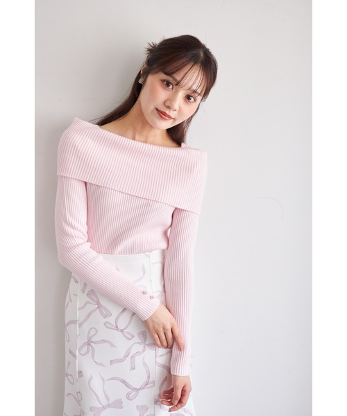 tocco closet(トッコ クローゼット)の「【ZOZO限定】袖口パールオフショルラメニットトップス(ニット/セーター・レディース・アイボリー/ブラック/ピンク/ピンクベージュ/シルバー・M)」の19枚目の写真