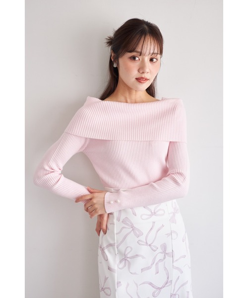tocco closet(トッコ クローゼット)の「【ZOZO限定】袖口パールオフショルラメニットトップス(ニット/セーター・レディース・アイボリー/ブラック/ピンク/ピンクベージュ/シルバー・M)」の20枚目の写真