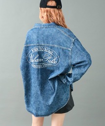 ANAP | ケミカルウォッシュ 刺繍 オーバーサイズ デニム シャツ(シャツ/ブラウス)