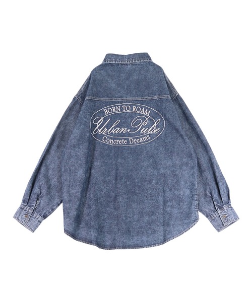 ANAP（アナップ）の「ケミカルウォッシュ 刺繍 オーバーサイズ デニム シャツ（シャツ/ブラウス・レディース・ブラック/ブルー・F）」の14枚目の写真