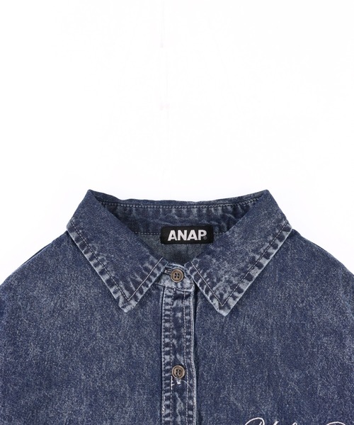 ANAP（アナップ）の「ケミカルウォッシュ 刺繍 オーバーサイズ デニム シャツ（シャツ/ブラウス・レディース・ブラック/ブルー・F）」の16枚目の写真