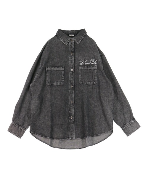 ANAP（アナップ）の「ケミカルウォッシュ 刺繍 オーバーサイズ デニム シャツ（シャツ/ブラウス・レディース・ブラック/ブルー・F）」の22枚目の写真