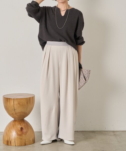 Jena espace merveilleux（ジェナ　エスパスメルヴェイユ）の「ビハイトロミカーブパンツ（その他パンツ・レディース・アイボリー/ブラック/カーキ・FREE）」の4枚目の写真