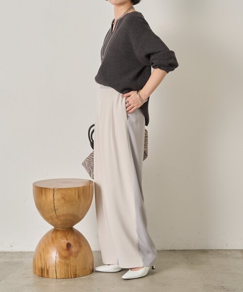 Jena espace merveilleux（ジェナ　エスパスメルヴェイユ）の「ビハイトロミカーブパンツ（その他パンツ・レディース・アイボリー/ブラック/カーキ・FREE）」の6枚目の写真