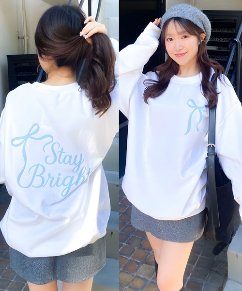 Mejoul(メジュール)の「【25年秋冬新作】【裏起毛】【ルームウェアにも!】ガーリーアソートグラフィックプリントビッグスウェット プルオーバーアニマル 猫 ワンポイント(スウェット・レディース・グレー系その他2/グレー系その他3/ピンク系その他2/ピンク系その他3/ブルー系その他/ピンク/ホワイト/レッド系その他/ホワイト系その他3/ホワイト系その他/レッド/ブラック系その他3/ホワイト系その他2/ブラック系その他/グレー/ブルー/ブラック系その他2/ピンク系その他/ブラック/グレー系その他・F)」の14枚目の写真