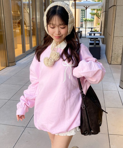 Mejoul(メジュール)の「【25年秋冬新作】【裏起毛】【ルームウェアにも!】ガーリーアソートグラフィックプリントビッグスウェット プルオーバーアニマル 猫 ワンポイント(スウェット・レディース・グレー系その他2/グレー系その他3/ピンク系その他2/ピンク系その他3/ブルー系その他/ピンク/ホワイト/レッド系その他/ホワイト系その他3/ホワイト系その他/レッド/ブラック系その他3/ホワイト系その他2/ブラック系その他/グレー/ブルー/ブラック系その他2/ピンク系その他/ブラック/グレー系その他・F)」の16枚目の写真