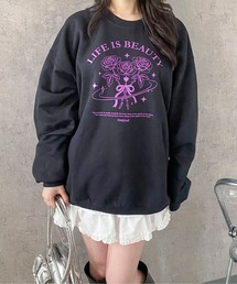 Mejoul（メジュール）の「【ルームウェアにも！】アソートグラフィックプリントスウェット プルオーバーアニマル 猫  ワンポイント（スウェット）」