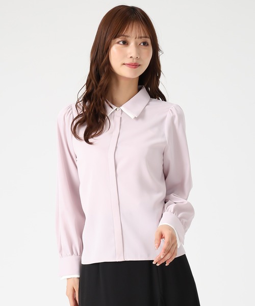 MISCH MASCH（ミッシュマッシュ）の「ダブルカラー配色ブラウス（シャツ/ブラウス・レディース・ブラック/ピンク/ホワイト・ﾌﾘ-）」の19枚目の写真