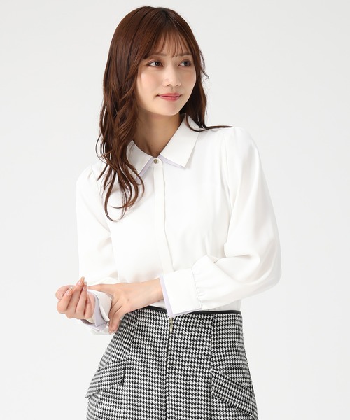 MISCH MASCH（ミッシュマッシュ）の「ダブルカラー配色ブラウス（シャツ/ブラウス・レディース・ブラック/ピンク/ホワイト・ﾌﾘ-）」の8枚目の写真