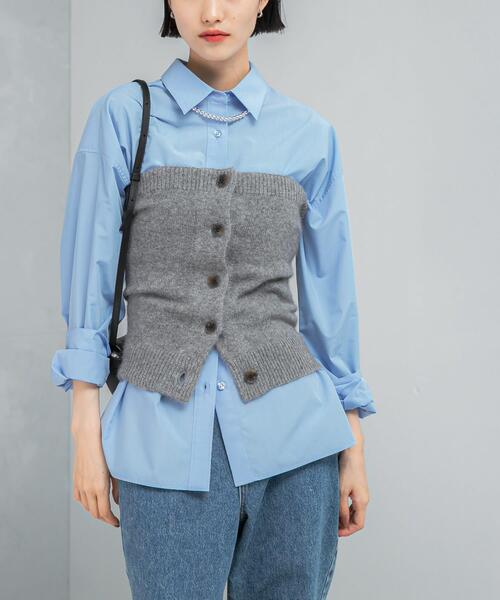 URBAN RESEARCH ROSSO WOMEN（アーバンリサーチ　ロッソ）の「エアリーニットボタンデザインビスチェ（ニット/セーター・レディース・ブラック/グレー・FREE）」の10枚目の写真