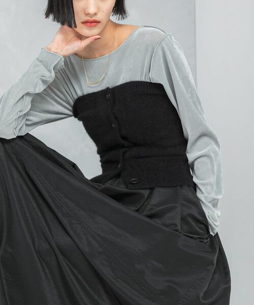 URBAN RESEARCH ROSSO WOMEN（アーバンリサーチ　ロッソ）の「エアリーニットボタンデザインビスチェ（ニット/セーター・レディース・ブラック/グレー・FREE）」の14枚目の写真