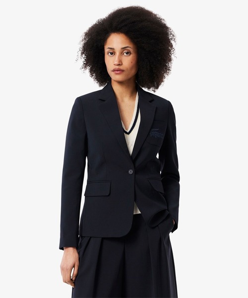 LACOSTE(ラコステ)の「スリムフィットウールブレンドブレザー(テーラードジャケット・レディース・ダークネイビー・36/34/38)」の1枚目の写真