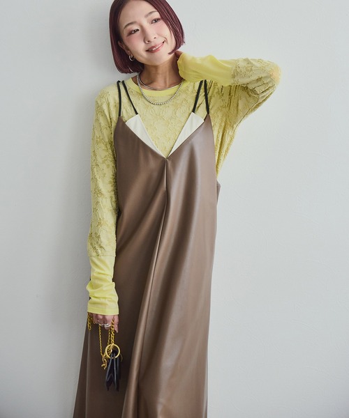 バイカラー合皮キャミワンピース LHELBIE│Eimee Law & LHELBIE 公式