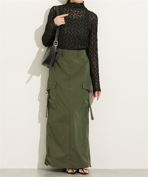 nissen（ニッセン）の「ストレッチレースボトルネックトップス（Tシャツ/カットソー・レディース・ブラウン/アイボリー/ブラック・M/L）」の9枚目の写真