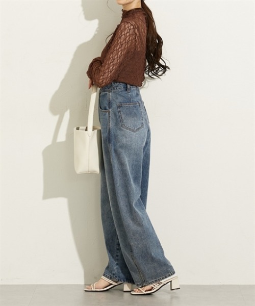 nissen（ニッセン）の「ストレッチレースボトルネックトップス（Tシャツ/カットソー・レディース・ブラウン/アイボリー/ブラック・M/L）」の15枚目の写真