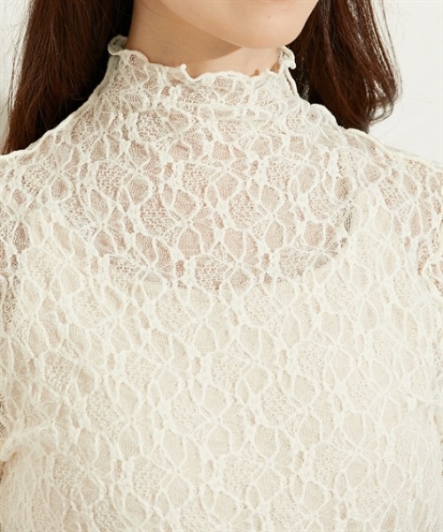 nissen（ニッセン）の「ストレッチレースボトルネックトップス（Tシャツ/カットソー・レディース・ブラウン/アイボリー/ブラック・M/L）」の17枚目の写真