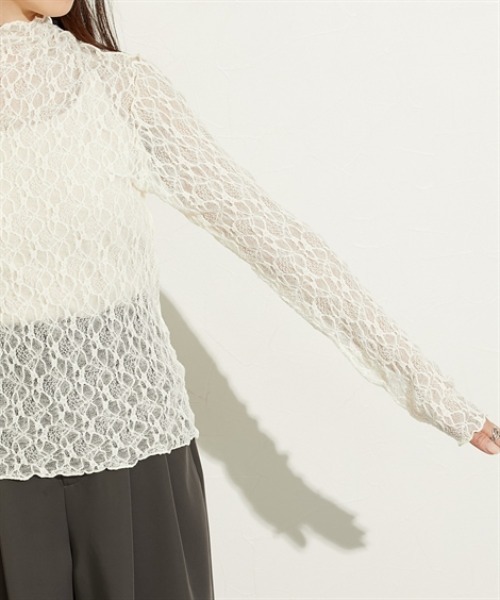nissen（ニッセン）の「ストレッチレースボトルネックトップス（Tシャツ/カットソー・レディース・ブラウン/アイボリー/ブラック・M/L）」の19枚目の写真