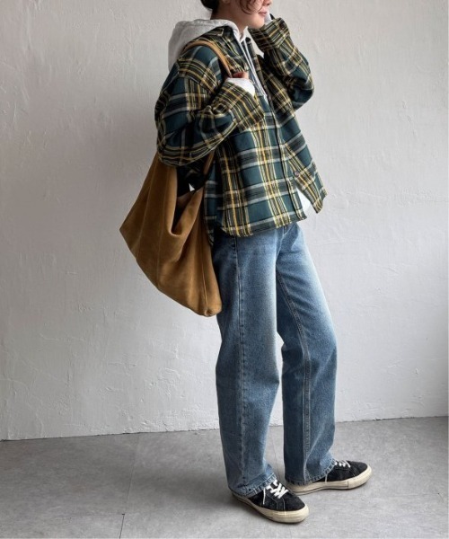 LBC(エルビーシー)の「モールチェックCPOシャツ(シャツ/ブラウス・レディース・ブラック/ベージュ/グリーン・M)」の9枚目の写真