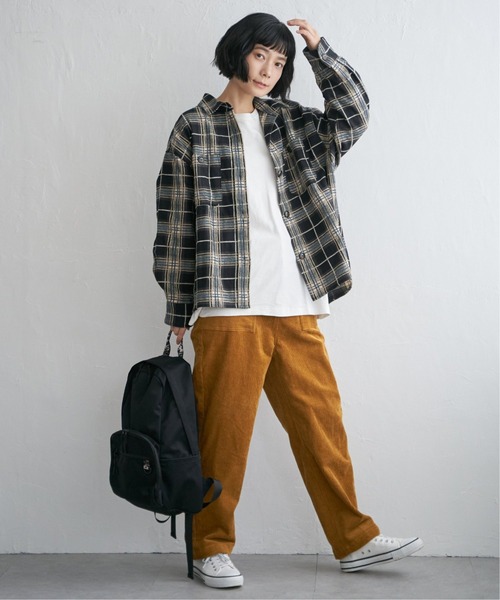 LBC(エルビーシー)の「モールチェックCPOシャツ(シャツ/ブラウス・レディース・ブラック/ベージュ/グリーン・M)」の7枚目の写真