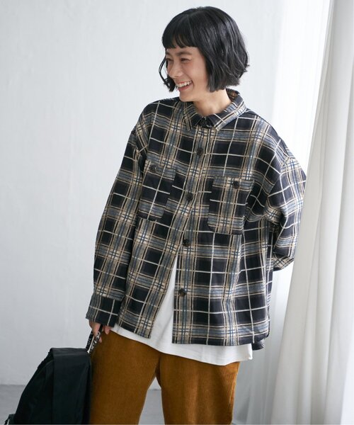 LBC(エルビーシー)の「モールチェックCPOシャツ(シャツ/ブラウス・レディース・ブラック/ベージュ/グリーン・M)」の18枚目の写真