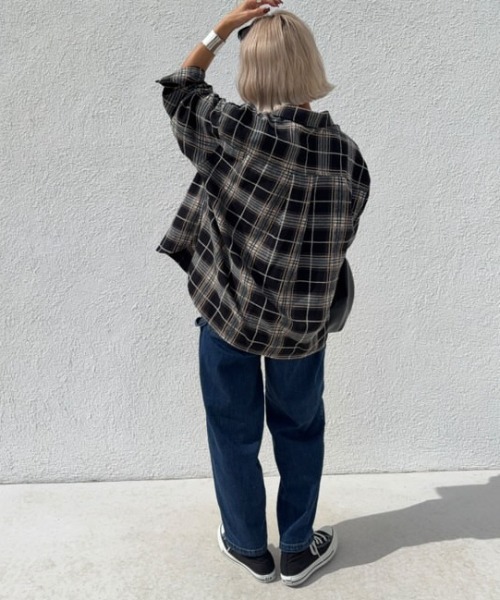 LBC(エルビーシー)の「モールチェックCPOシャツ(シャツ/ブラウス・レディース・ブラック/ベージュ/グリーン・M)」の21枚目の写真