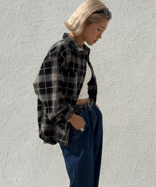 LBC(エルビーシー)の「モールチェックCPOシャツ(シャツ/ブラウス・レディース・ブラック/ベージュ/グリーン・M)」の19枚目の写真