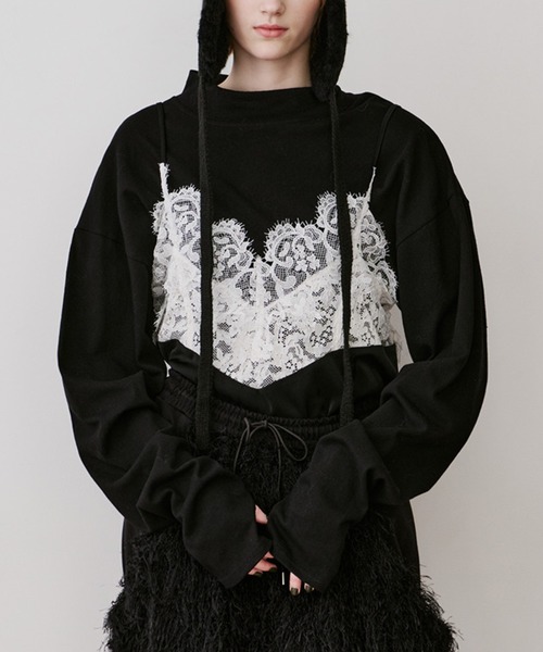 AD2021 コムデギャルソン ドッキング半袖ニット ラメ レース ベルト コムデギャルソン ガチャベルト SUPER FLUO | コムデギャルソン