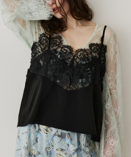 LA BELLE ETUDE（ラベルエチュード）の「モチーフレース×サテンキャミ（キャミソール・レディース・ホワイト/ブラック/その他・FREE）」の2枚目の写真