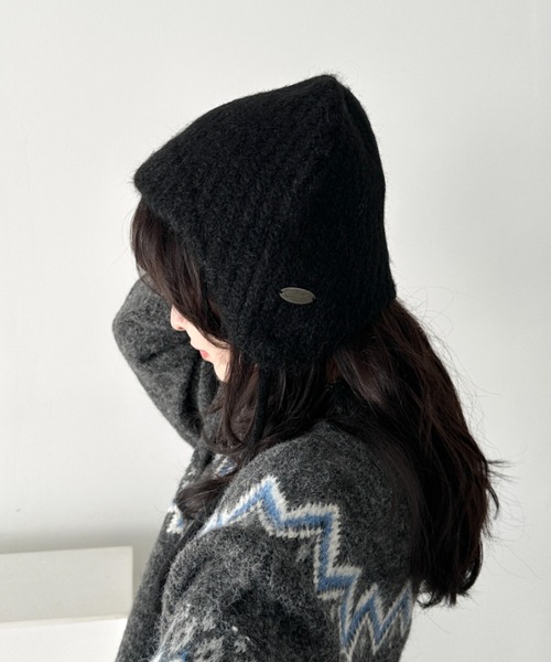 CLEA（クレア）の「プレート付きニットフライトキャップ（ニットキャップ/ビーニー・レディース・チャコールグレー/アイボリー/ブラック/ベージュ/ブラウン/レッド・FREE）」の19枚目の写真