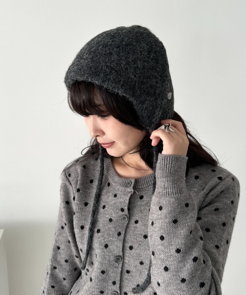 CLEA（クレア）の「プレート付きニットフライトキャップ（ニットキャップ/ビーニー・レディース・チャコールグレー/アイボリー/ブラック/ベージュ/ブラウン/レッド・FREE）」の21枚目の写真