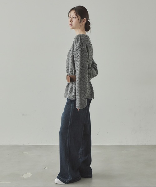 VIVID LADY(ビビッドレディー)の「裾フレアワイドデニムパンツ(デニムパンツ・レディース・ダークブルー・SMALL/MEDIUM)」の8枚目の写真